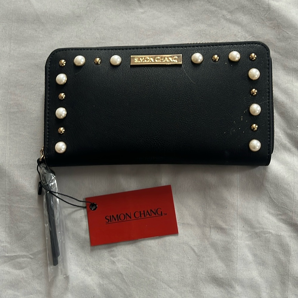 NWT Simon Chang black wrist wallet